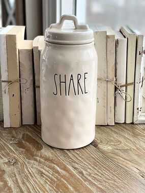Rae Dunn SHARE Canister with Lid White